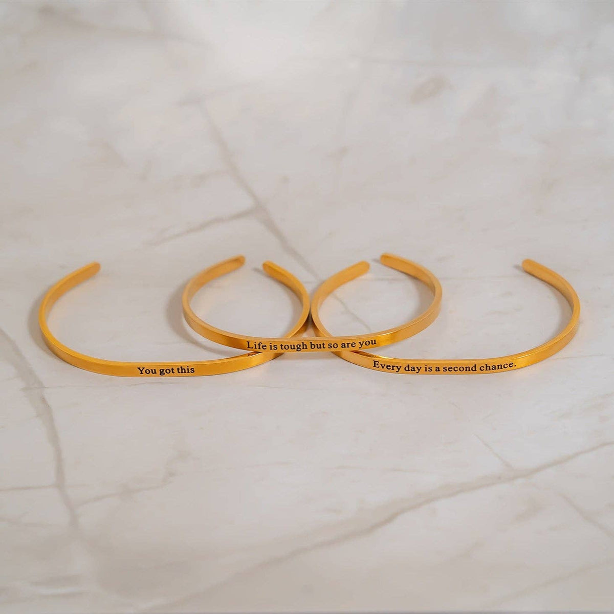 18K Gold PVD You Got This Engraved Bangle Bracelet: Gold WJW