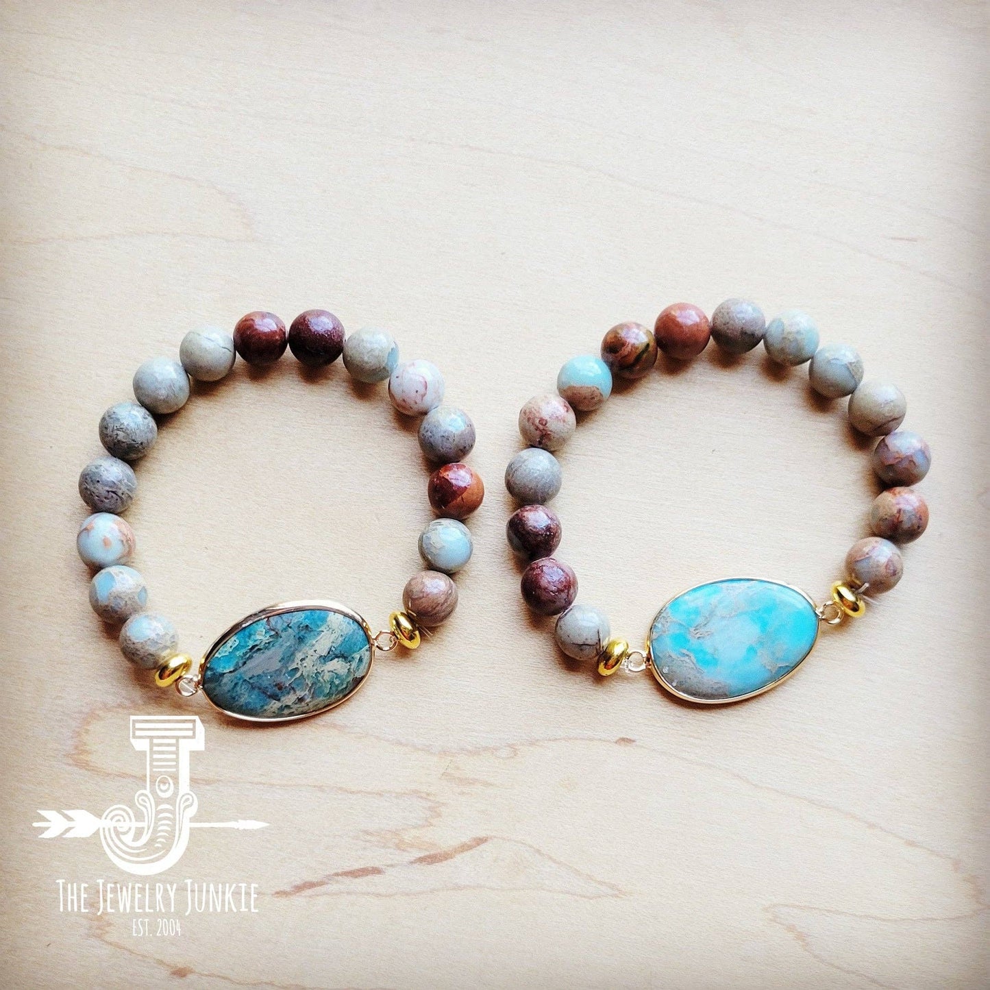 Aqua Terra Beaded Bracelet with Center Accent 809n: Blue