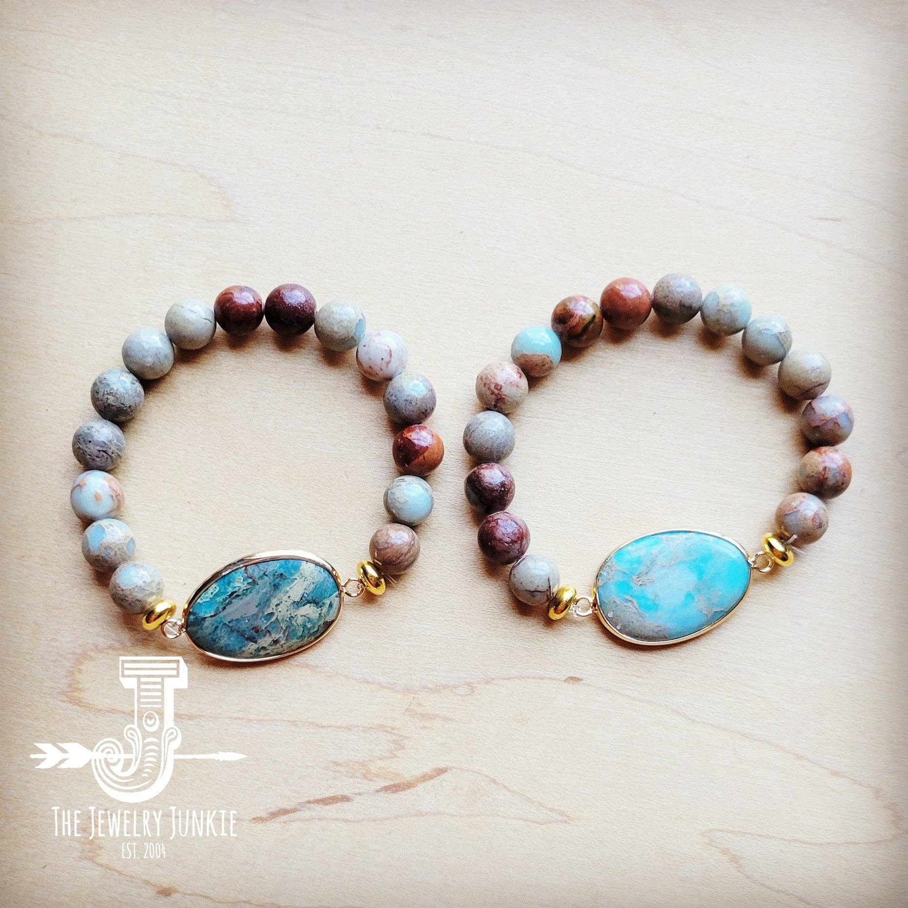 Aqua Terra Beaded Bracelet with Center Accent 809n: Blue