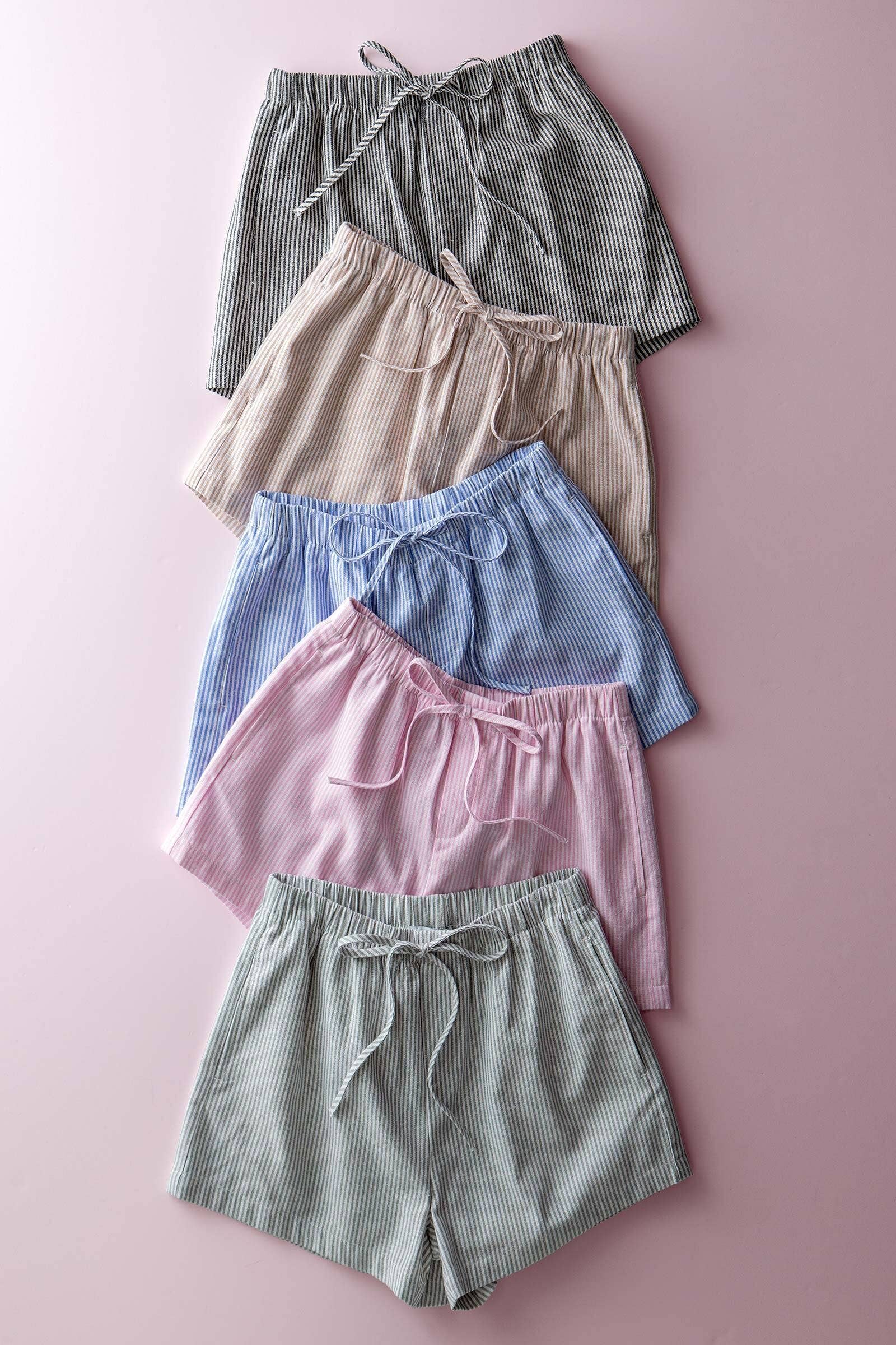 Breezy Striped Cotton-Blend Drawstring Shorts: KHAKI / S-2/M-2/L-2