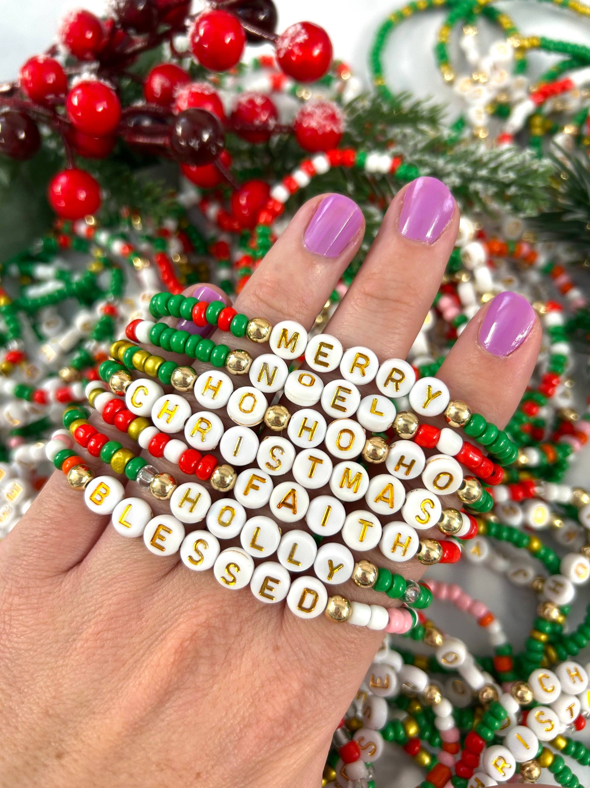 Christmas Holiday Stretchy Bracelets