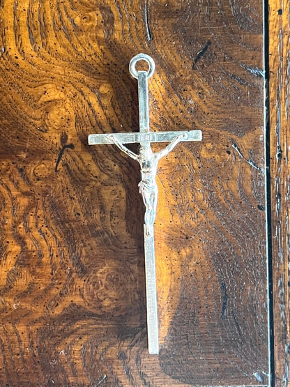 4" Plastic Crucifix Pendant Silver