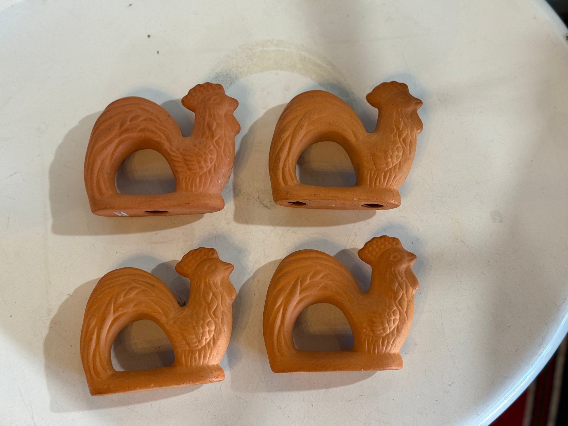 4 Terracotta Rooster Napkin Holders
