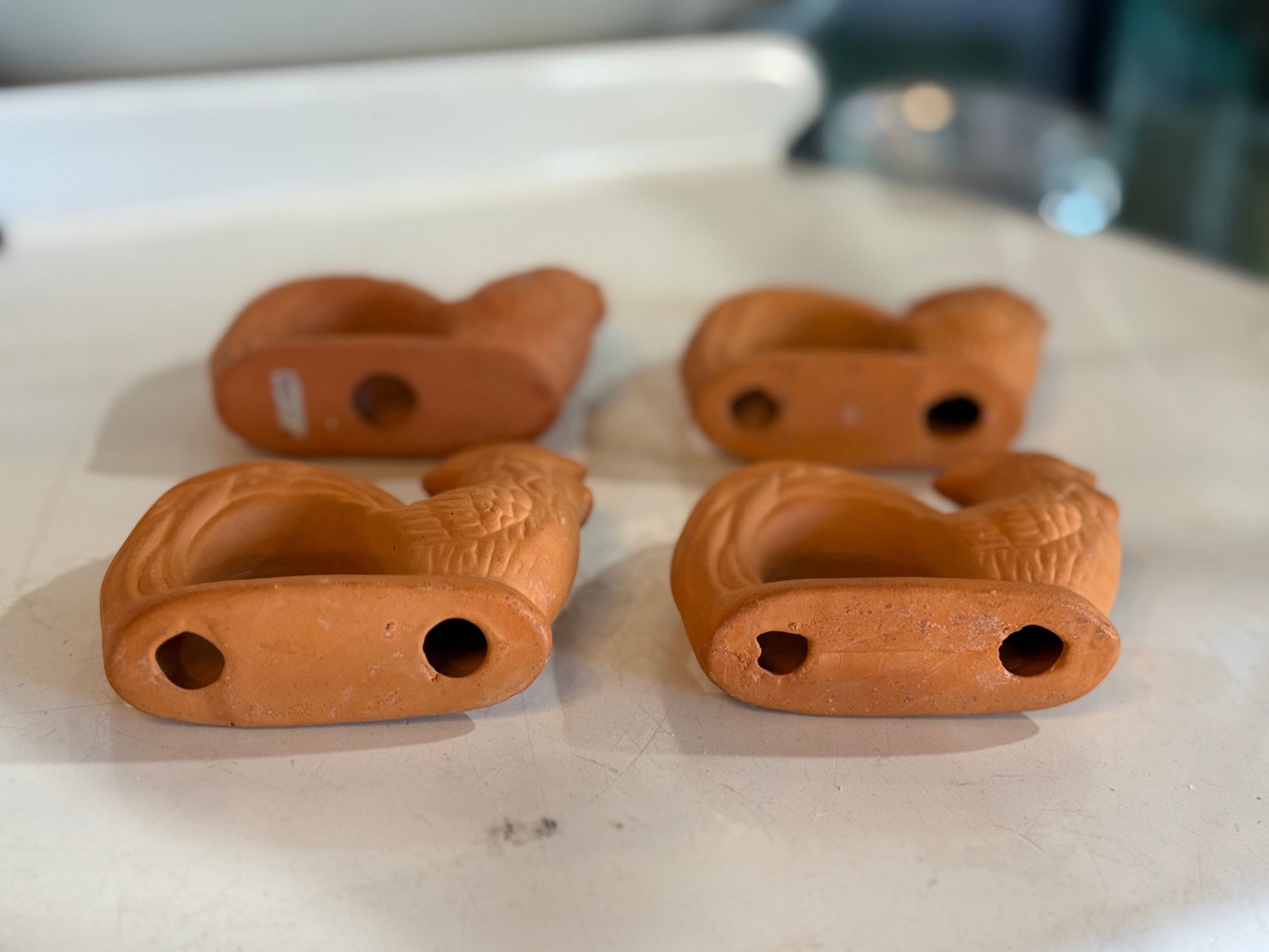 4 Terracotta Rooster Napkin Holders