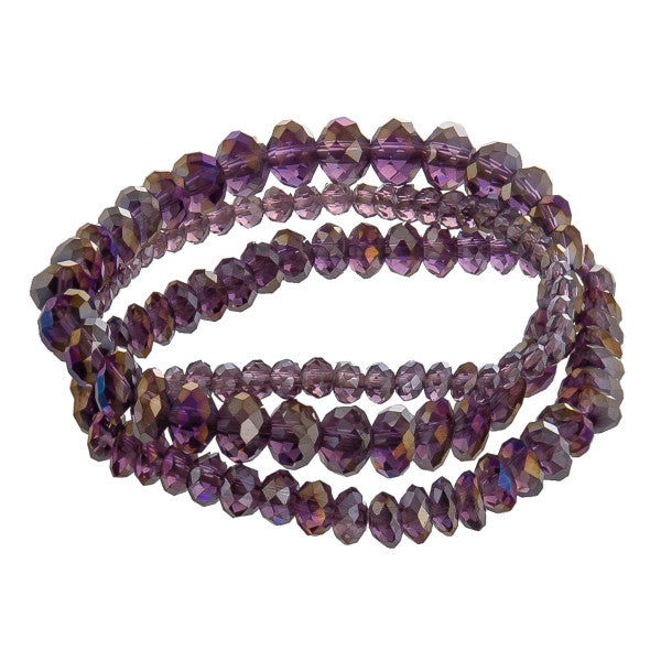 Multi Strand Beaded Bracelet Dark purple
