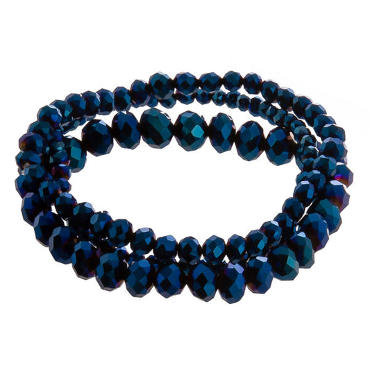 Multi Strand Beaded Bracelet Blue