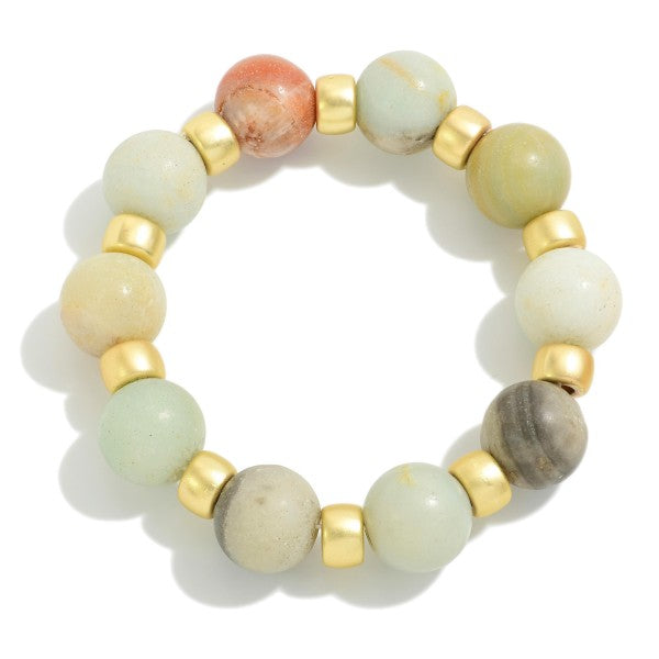 Chunky Natural Stone Stretch Bracelet Amazonite