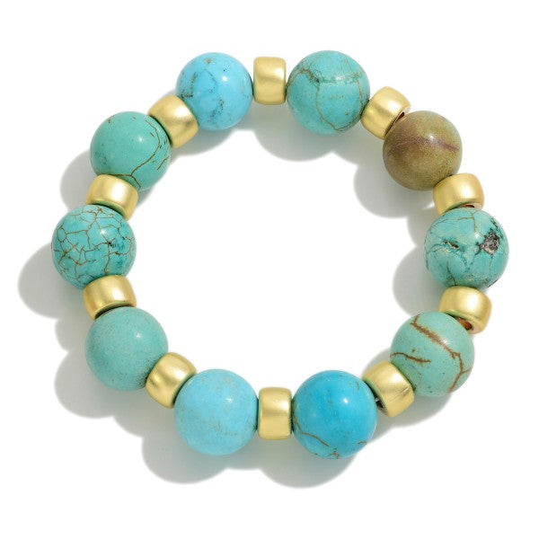 Chunky Natural Stone Stretch Bracelet Turquoise