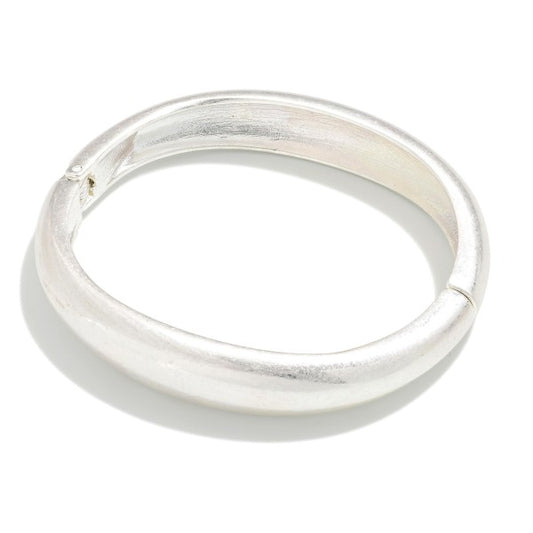 Simple Oval Hinge Bracelet Silver