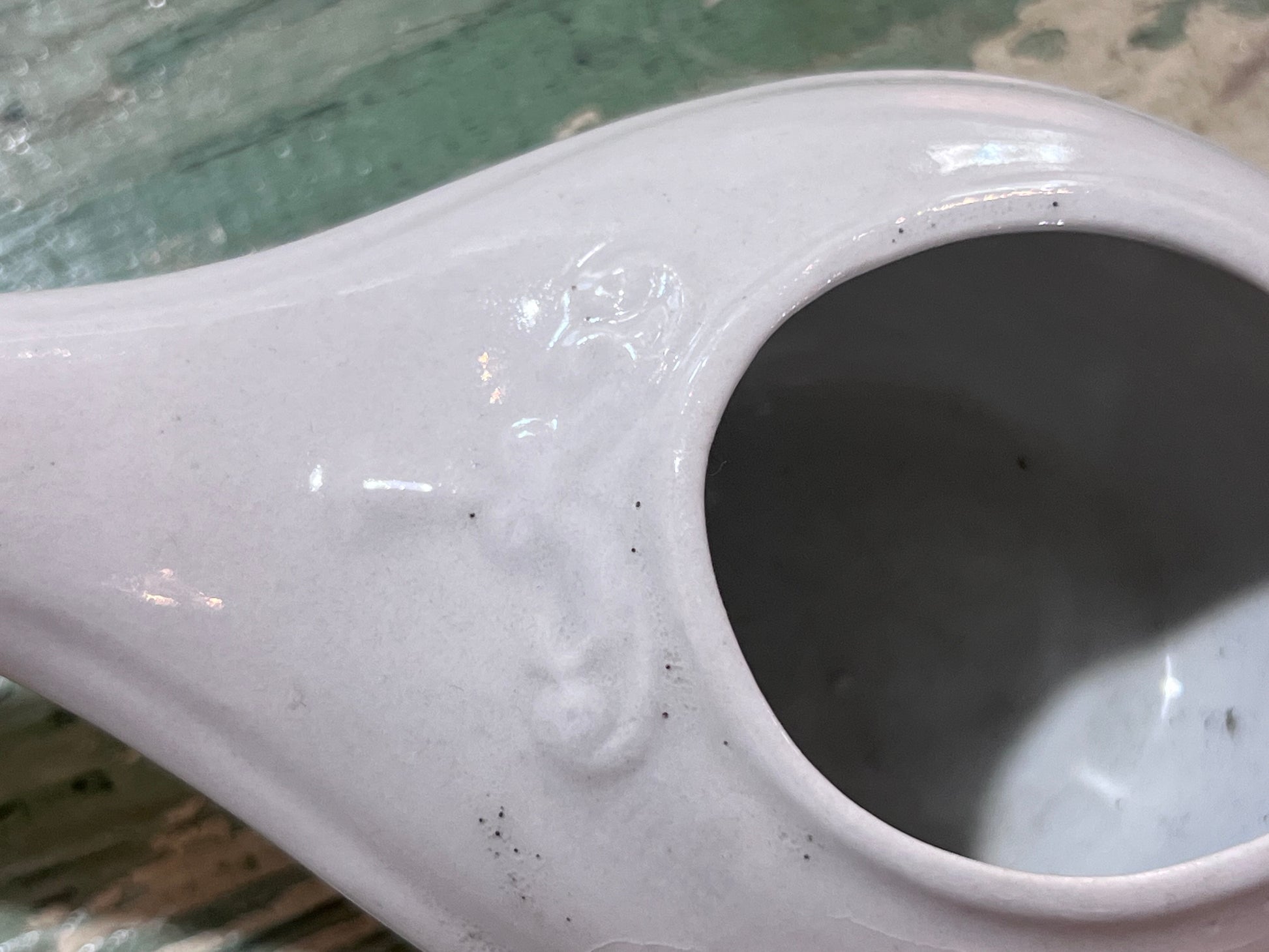 Antique Baby Invalid Feeder Cup Ironstone Embellished Rim
