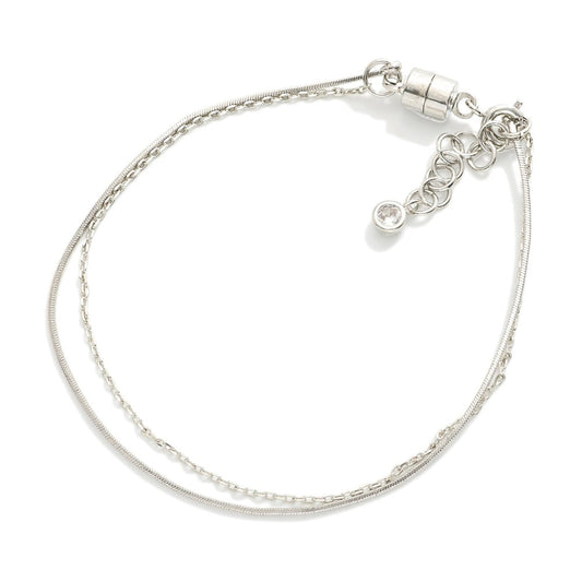 Magnetic Layered Chain Link Bracelet Silver