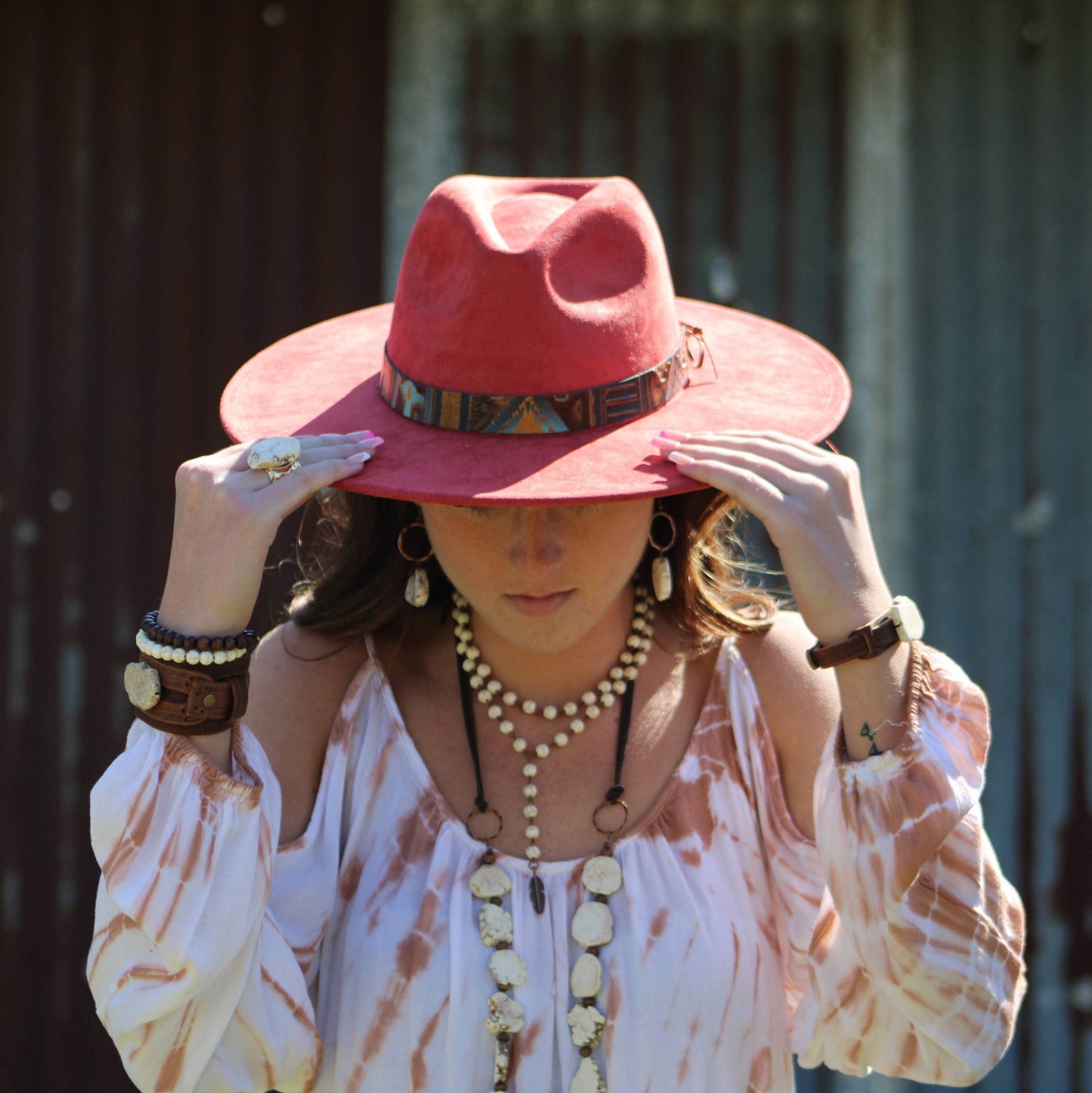 Double Strand Lariat White Turquoise Necklace Feather Charm