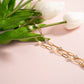 18K Gold PVD Station Glass Pearl Paperclip Chain Bracelet: Gold WJW