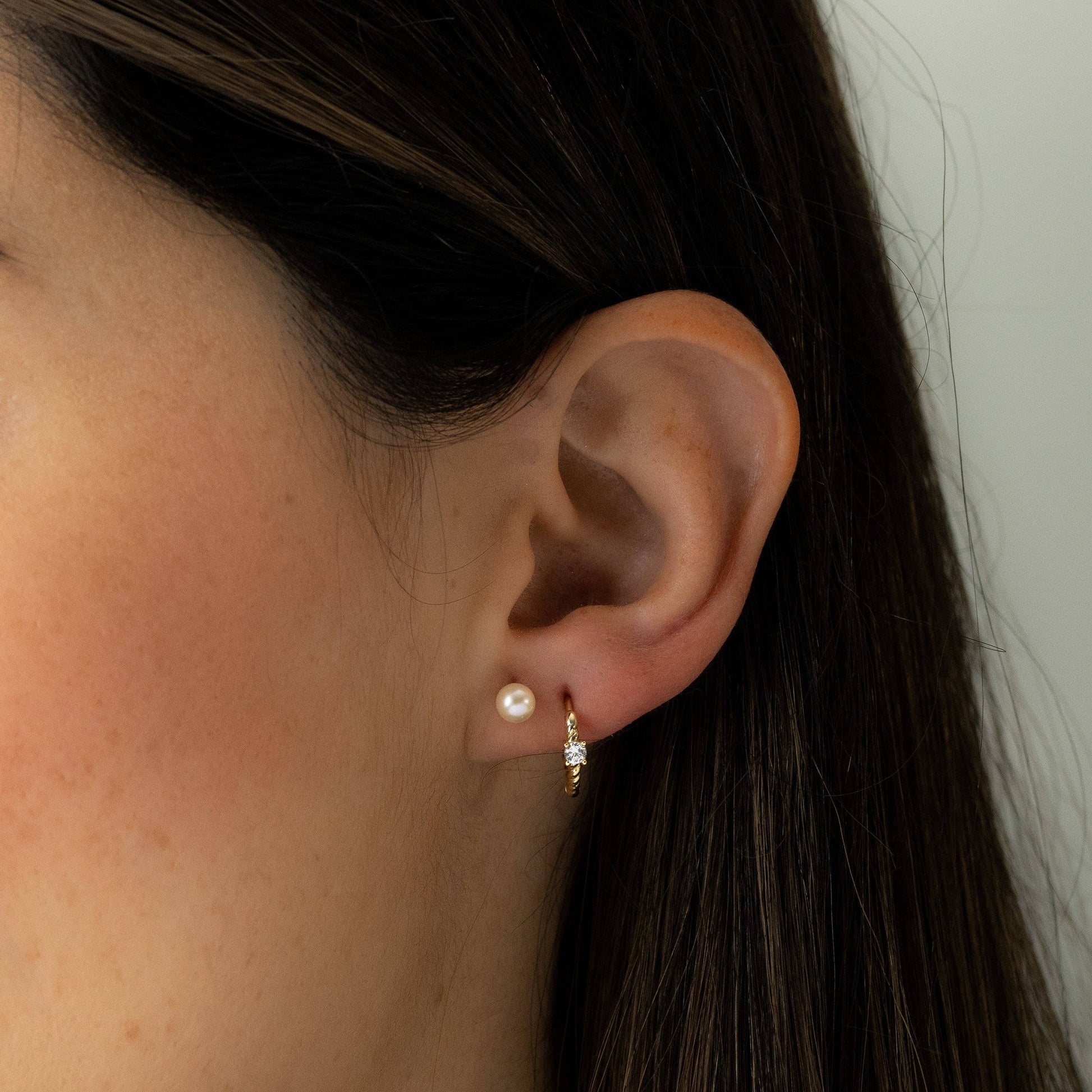 Freshwater Pearl Studs: 925Sterling/14KT Gold