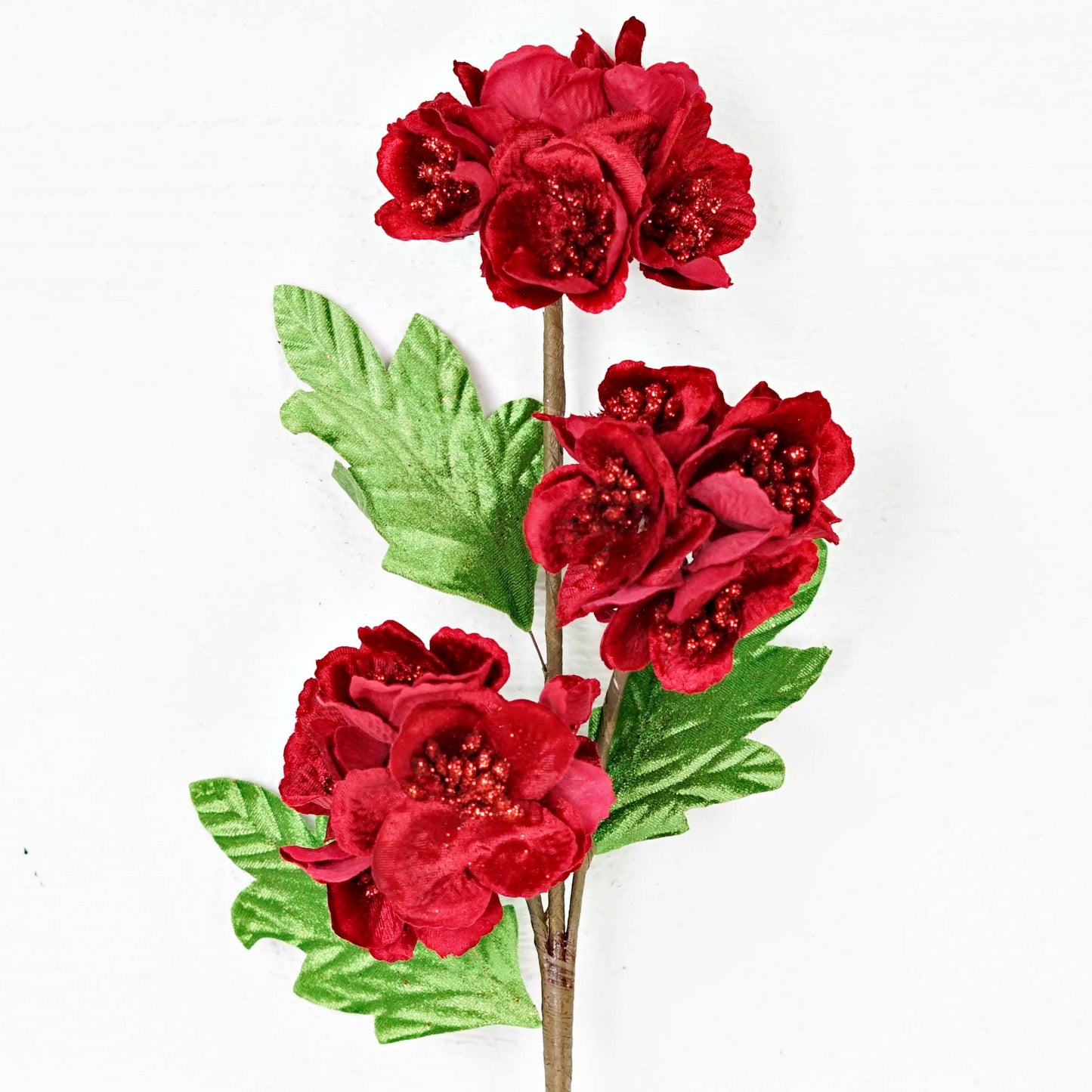 23in Velvet Cluster Hydrangea Spray-RED