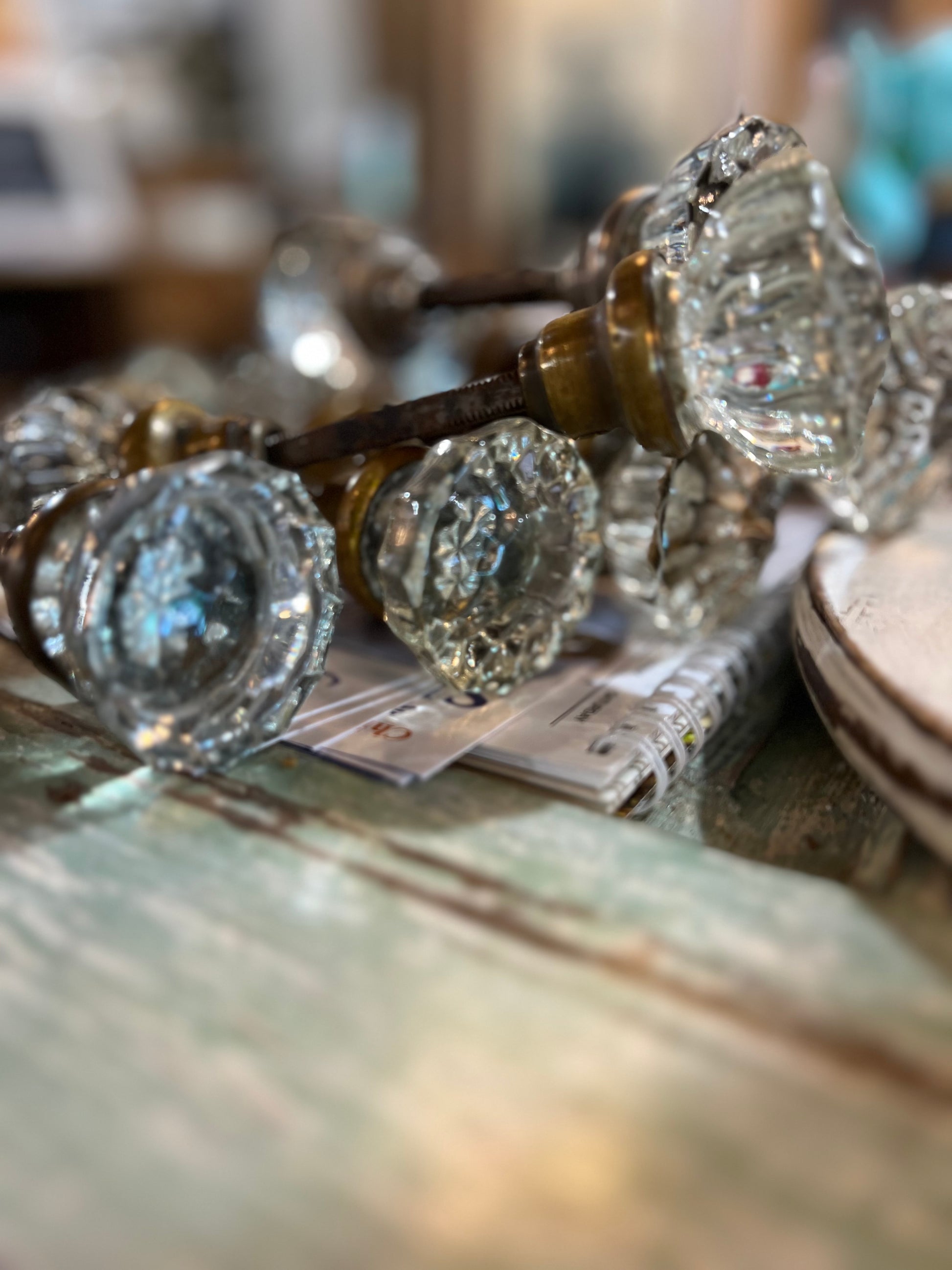 Antique Crystal Door Knob Set
