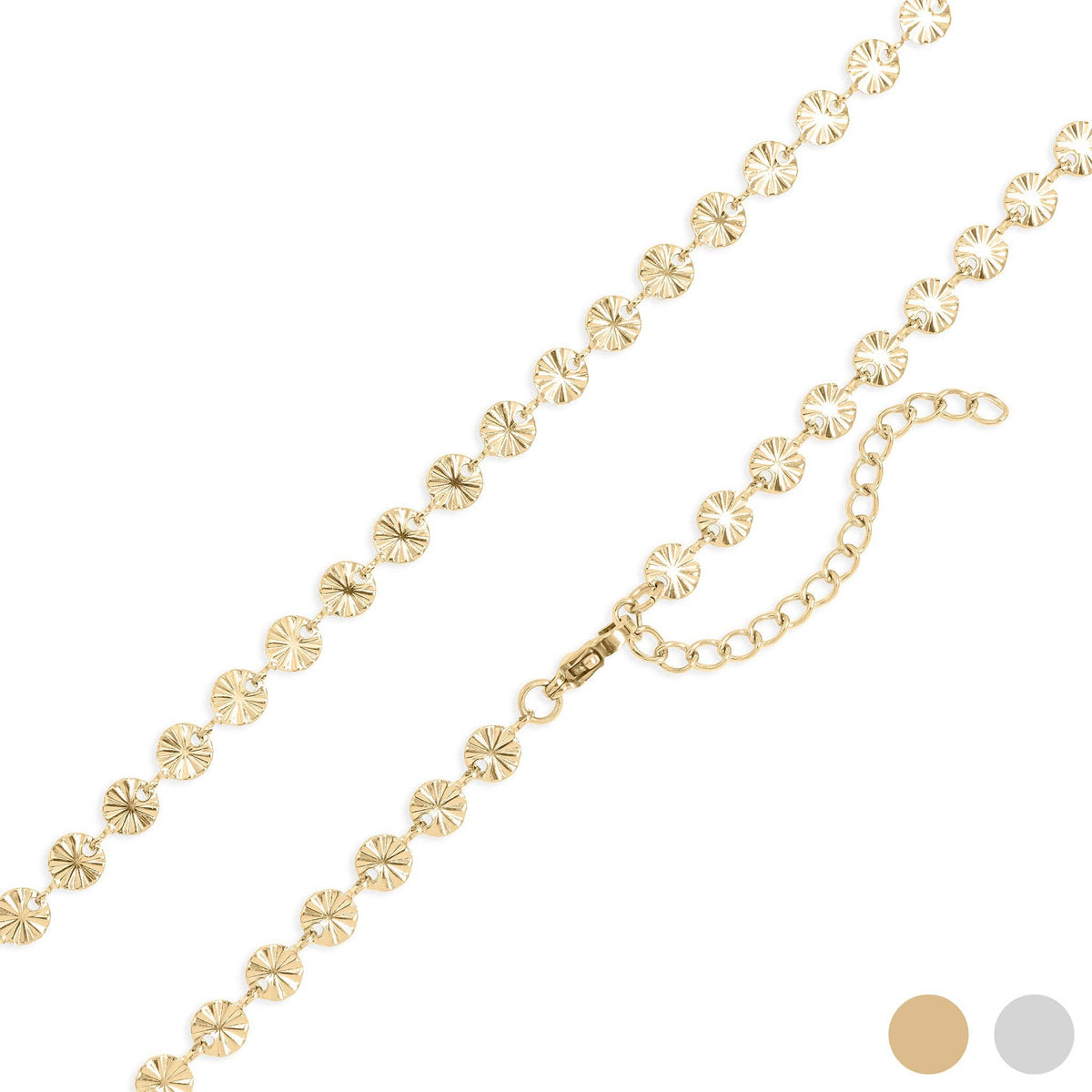 18K Gold PVD Stainless Steel Sunburst Chain Necklace: Gold / 16+2" WJW