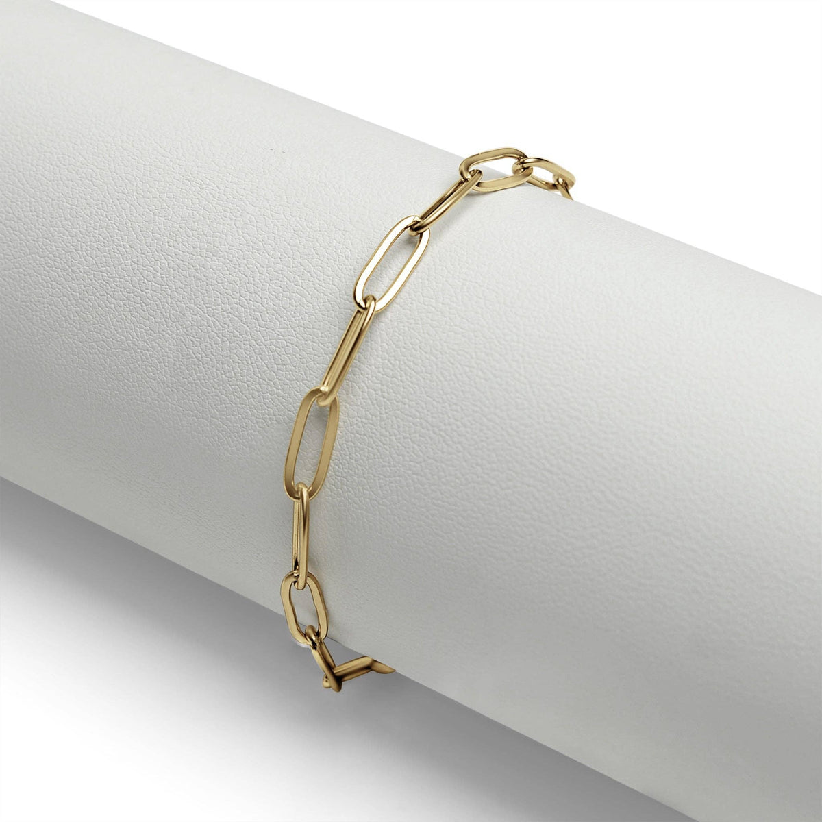 Stainless Steel Paperclip with Charm Keeper Chain Bracelet: Gold / 6.5" WJW