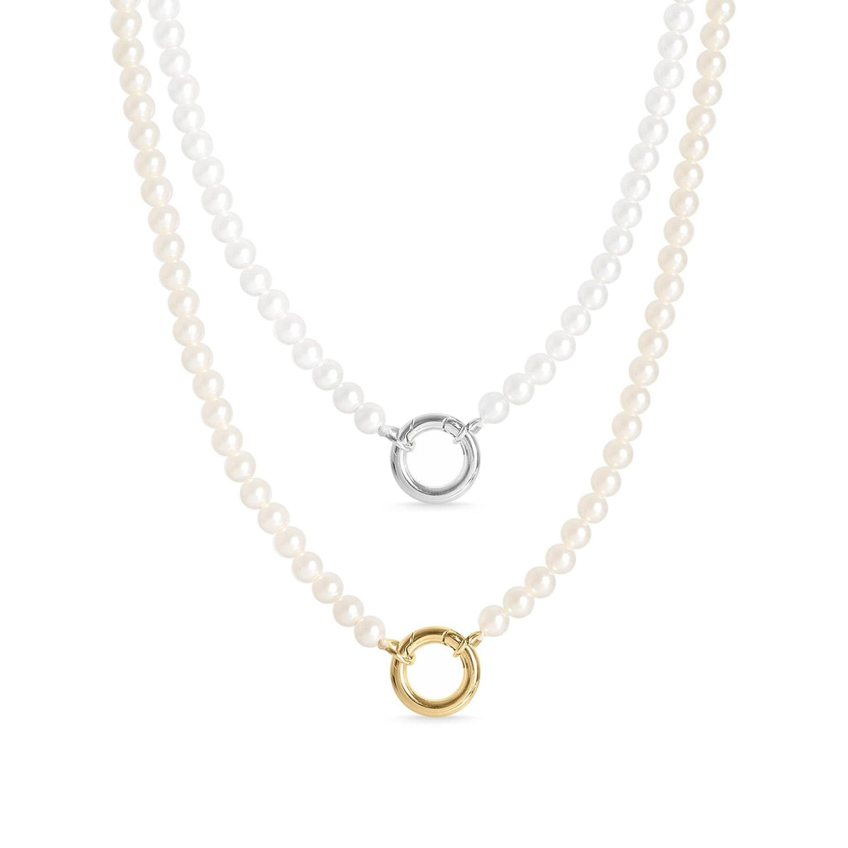 Pearl Charm Keeper Necklace: White / Stainless WJW
