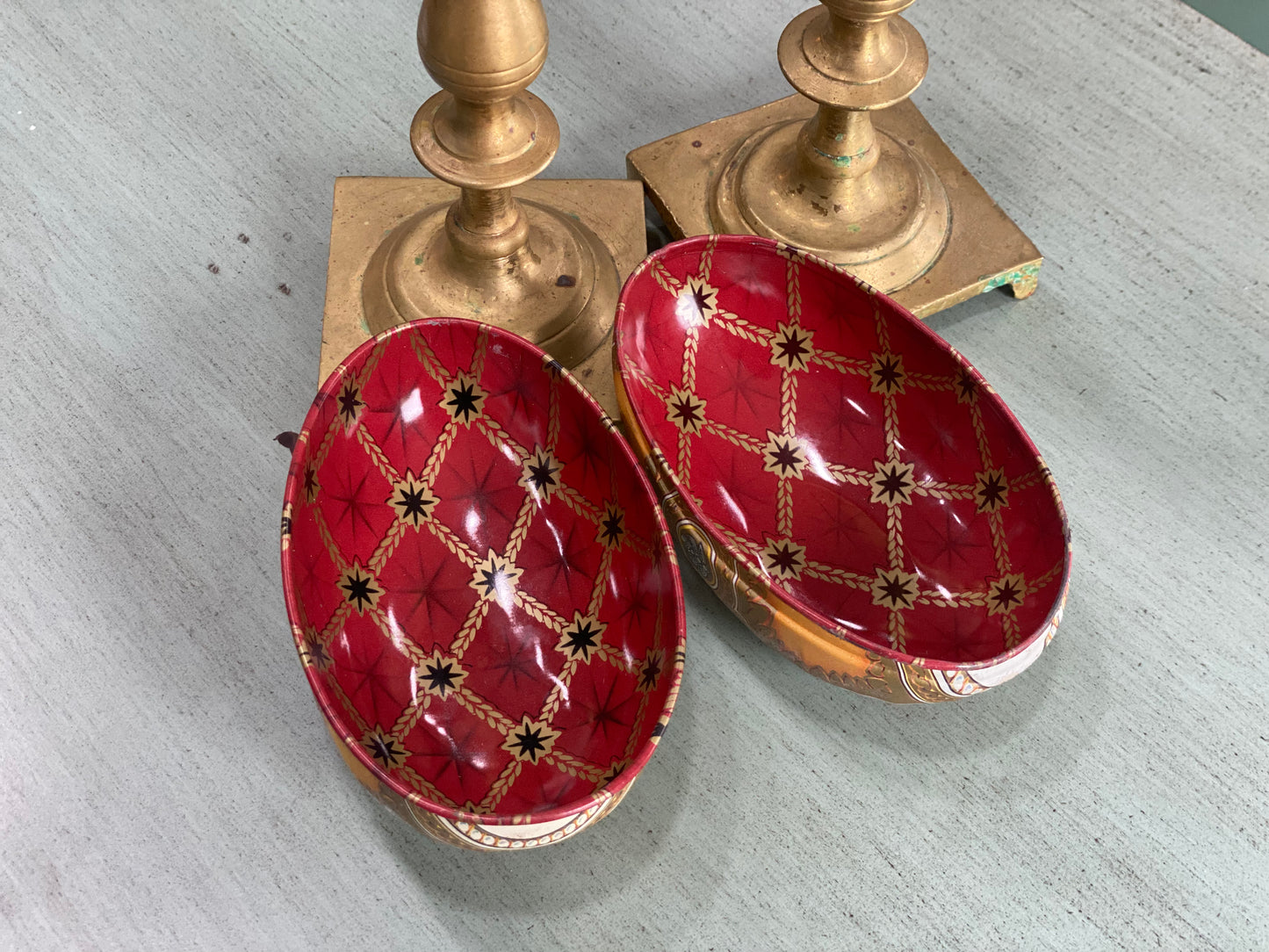 Vintage Lithograph Candy Tin Egg