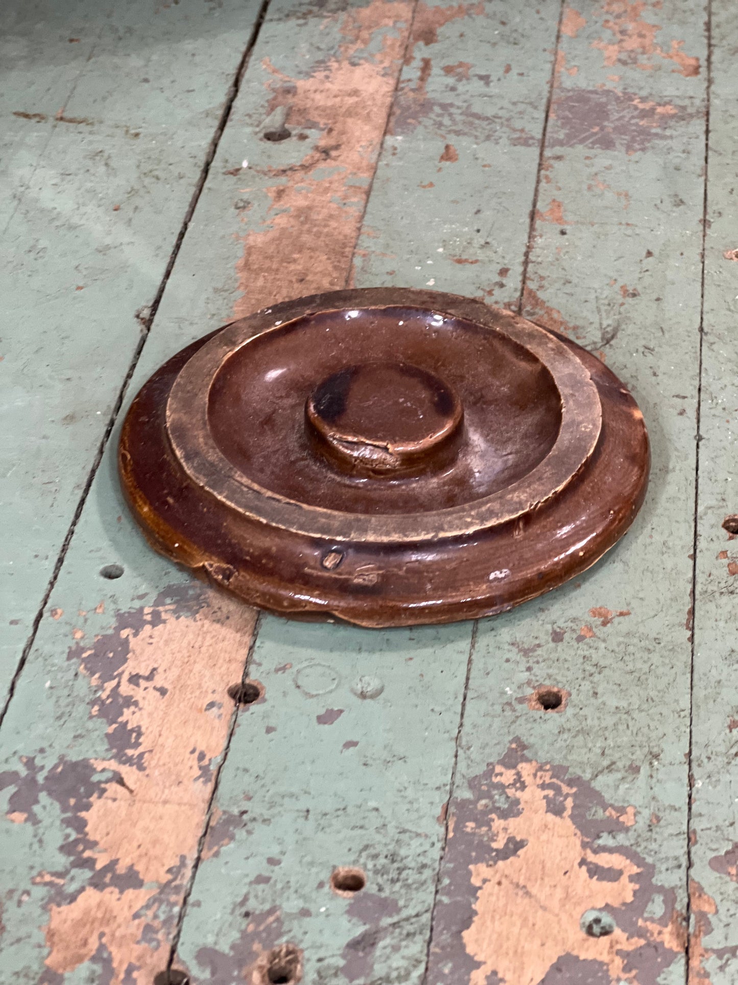 Antique Brown Glazed Stoneware Crock Lid The Mustard Seed Collection, The Seed