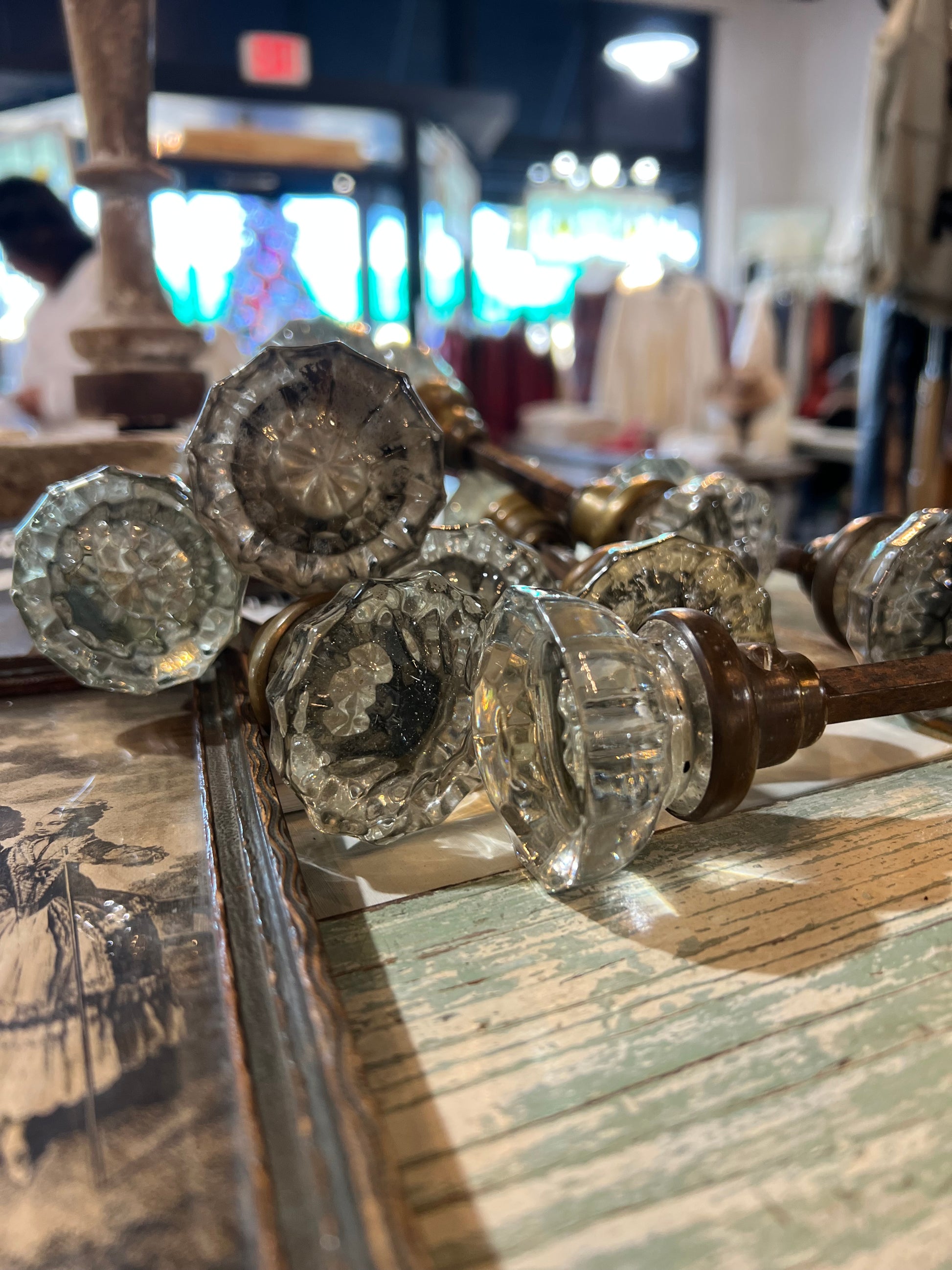 Antique Crystal Door Knob Set