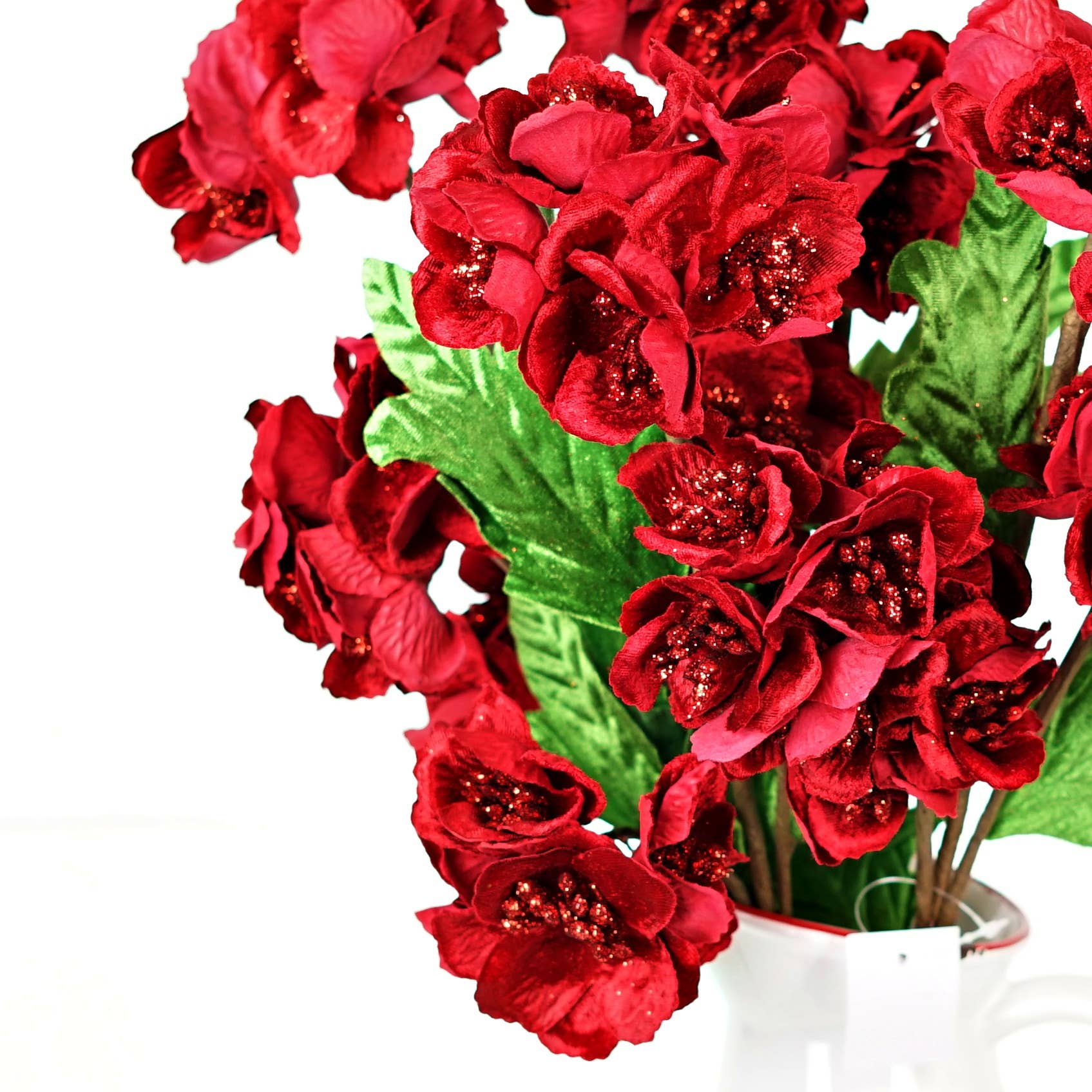 23in Velvet Cluster Hydrangea Spray-RED