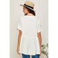 Loose Fit Ivory V-Neck Short Sleeve Button Down Top