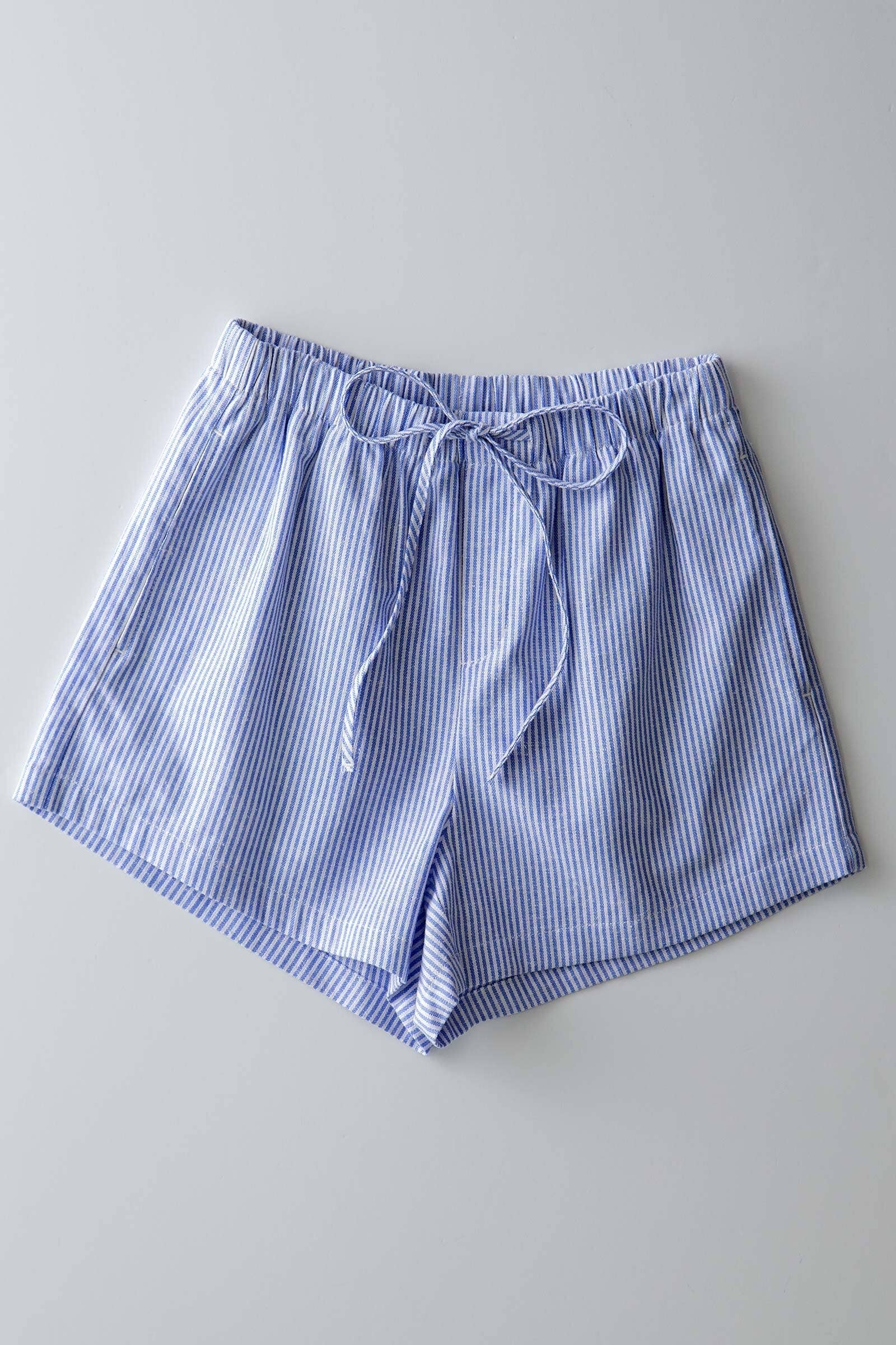 Breezy Striped Cotton-Blend Drawstring Shorts: KHAKI / S-2/M-2/L-2