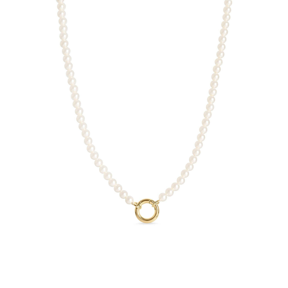 Pearl Charm Keeper Necklace: White / Stainless WJW