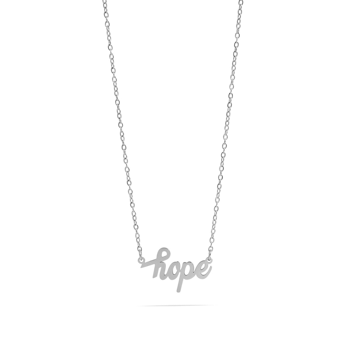 18K Gold PVD Stainless Steel  "Hope" Script Charm Necklace: Gold WJW