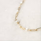 18K Gold PVD Station Glass Pearl Paperclip Chain Bracelet: Gold WJW