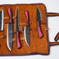 5-Piece Hand-Forged Kitchen Knife Set - Dragon Scale Carbon Steel - Red Diamond Wood Handles & Leather roll 