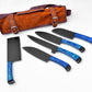 5-Piece Knife Set / With Leather carry Bag: Blue - The Mustard Seed Collection, The Seed