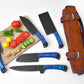 5-Piece Knife Set / With Leather carry Bag: Blue