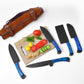5-Piece Knife Set / With Leather carry Bag: Blue - The Mustard Seed Collection, The Seed