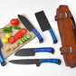 5-Piece Knife Set / With Leather carry Bag: Blue - The Mustard Seed Collection, The Seed