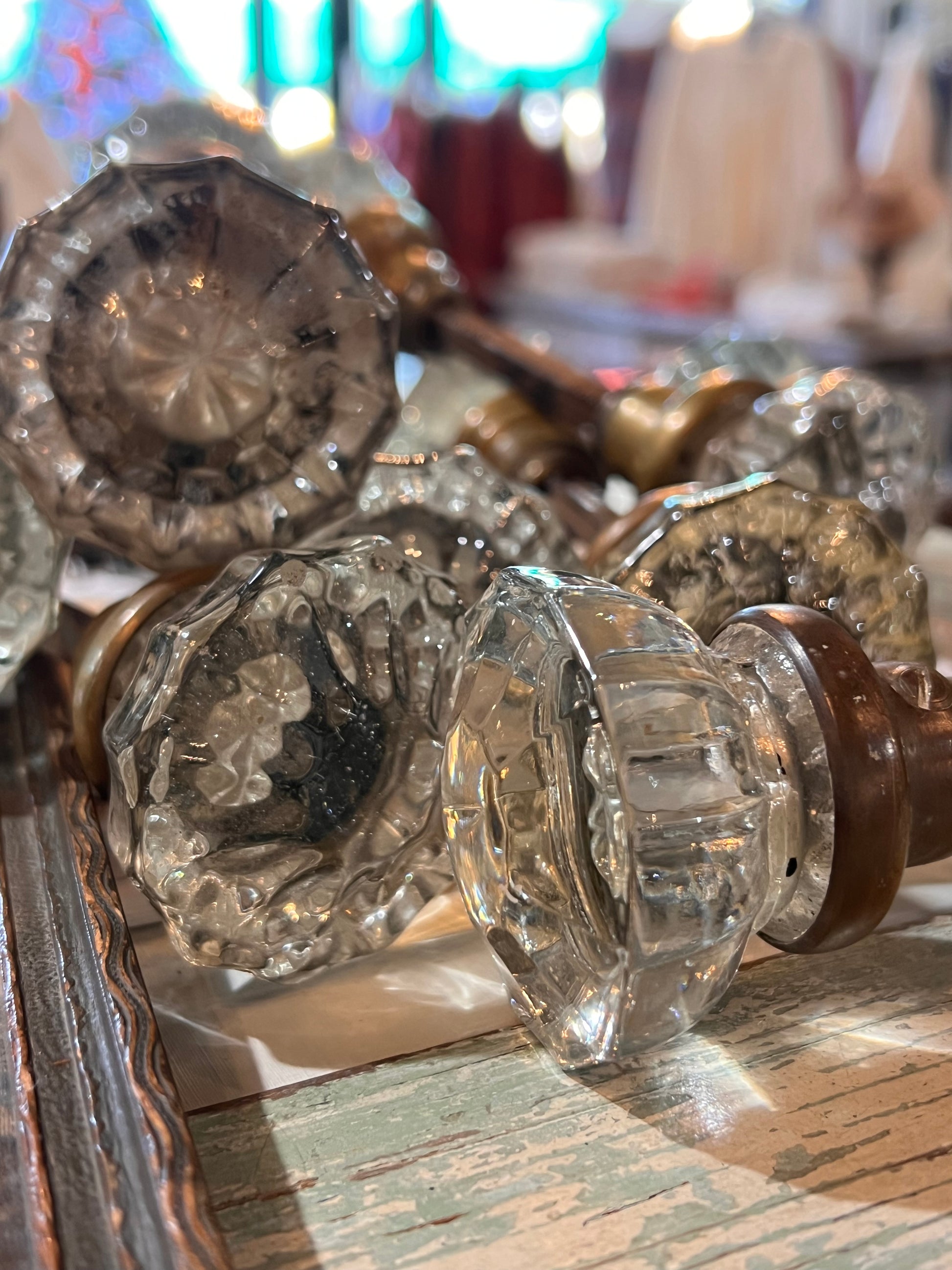 Antique Crystal Door Knob Set