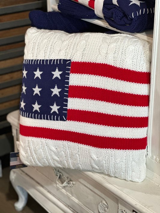 USA Chunky Knit Pillow Cream