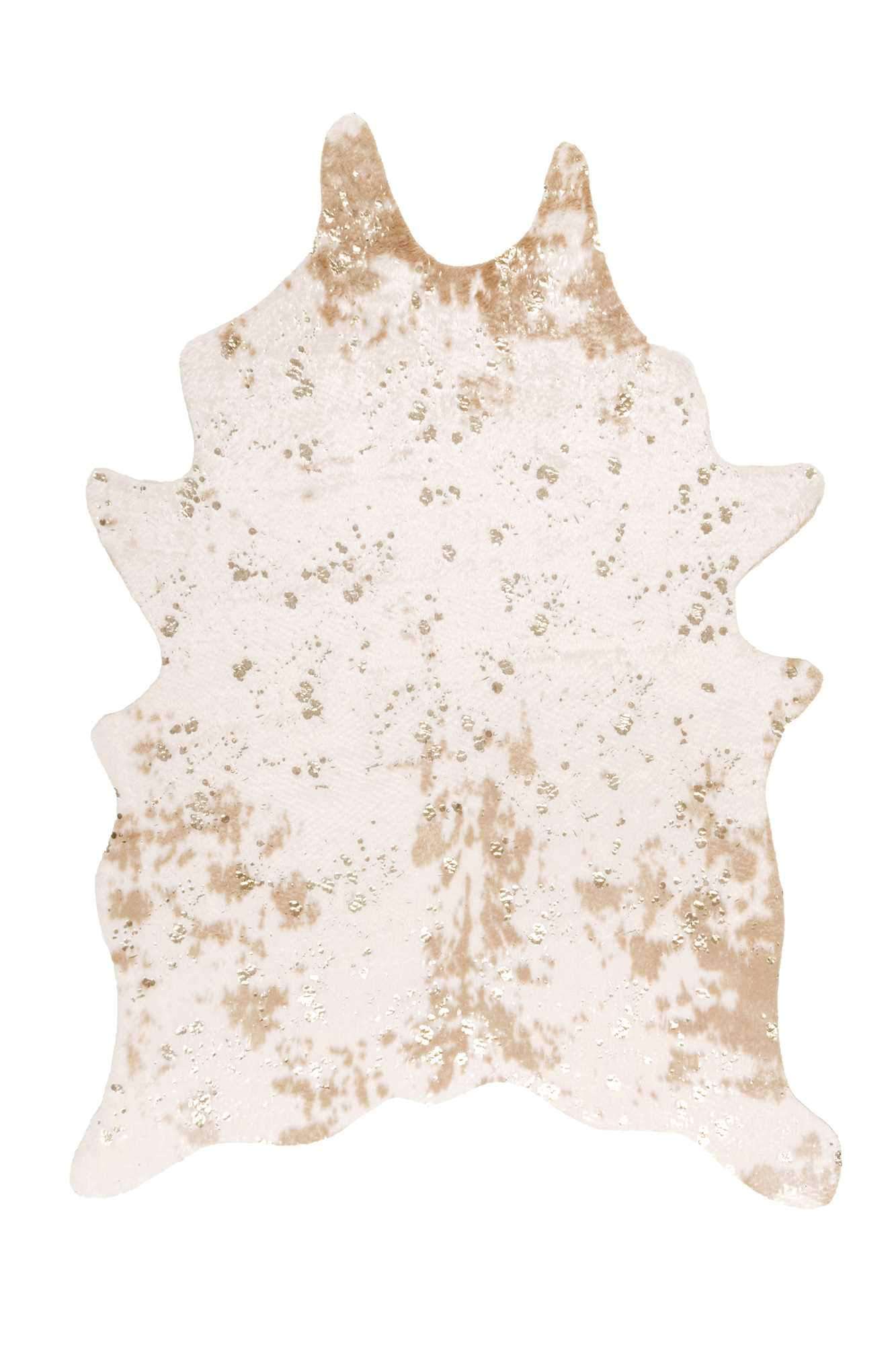 Iraida Faux Cowhide Area Rug: Off-White / Shaped / 4' x 5'