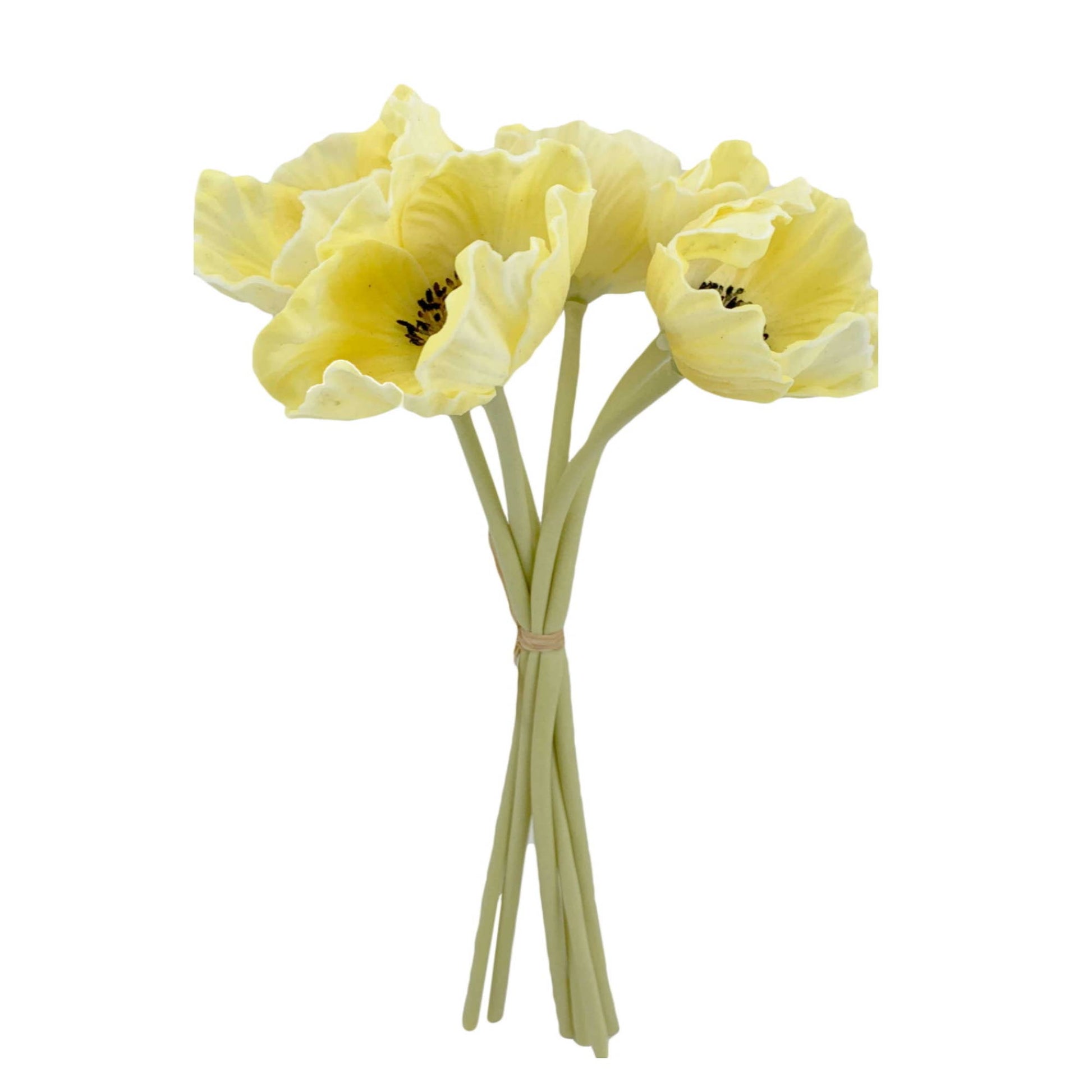 11" Real Touch Poppy-6 stems per bundle: Peach Bellini