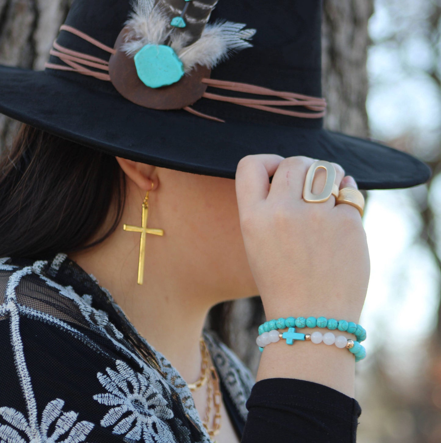 Natural Jade and Howlite Beaded Stretch Breacelet 806w: Multi