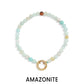 18K Gold PVD Stainless Steel Semi Precious Natural Stone Charm Keeper Bracelet: Gold / Picture Jasper WJW