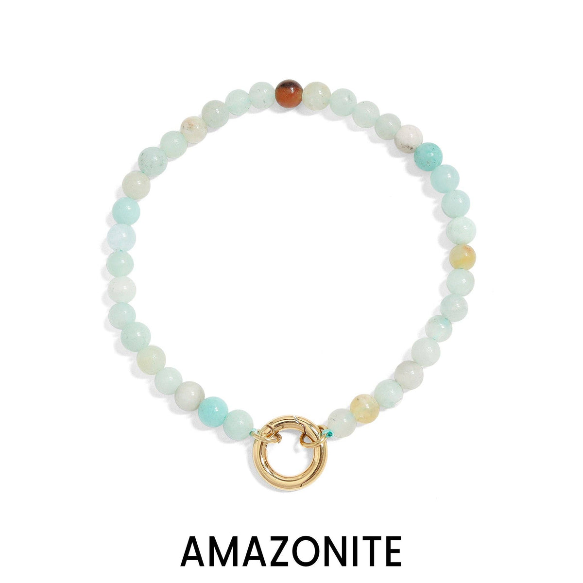 18K Gold PVD Stainless Steel Semi Precious Natural Stone Charm Keeper Bracelet: Gold / Turquoise WJW
