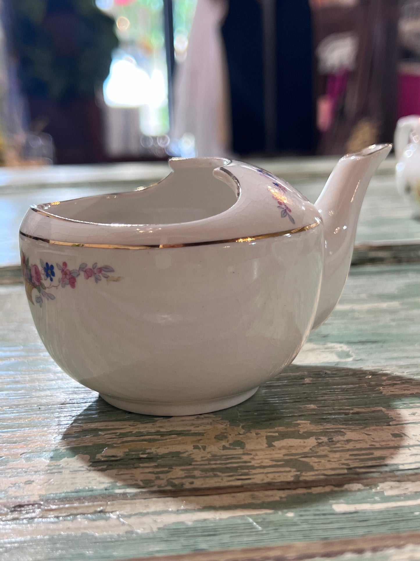 Antique Baby Invalid Feeder Cup Floral Porcelain England