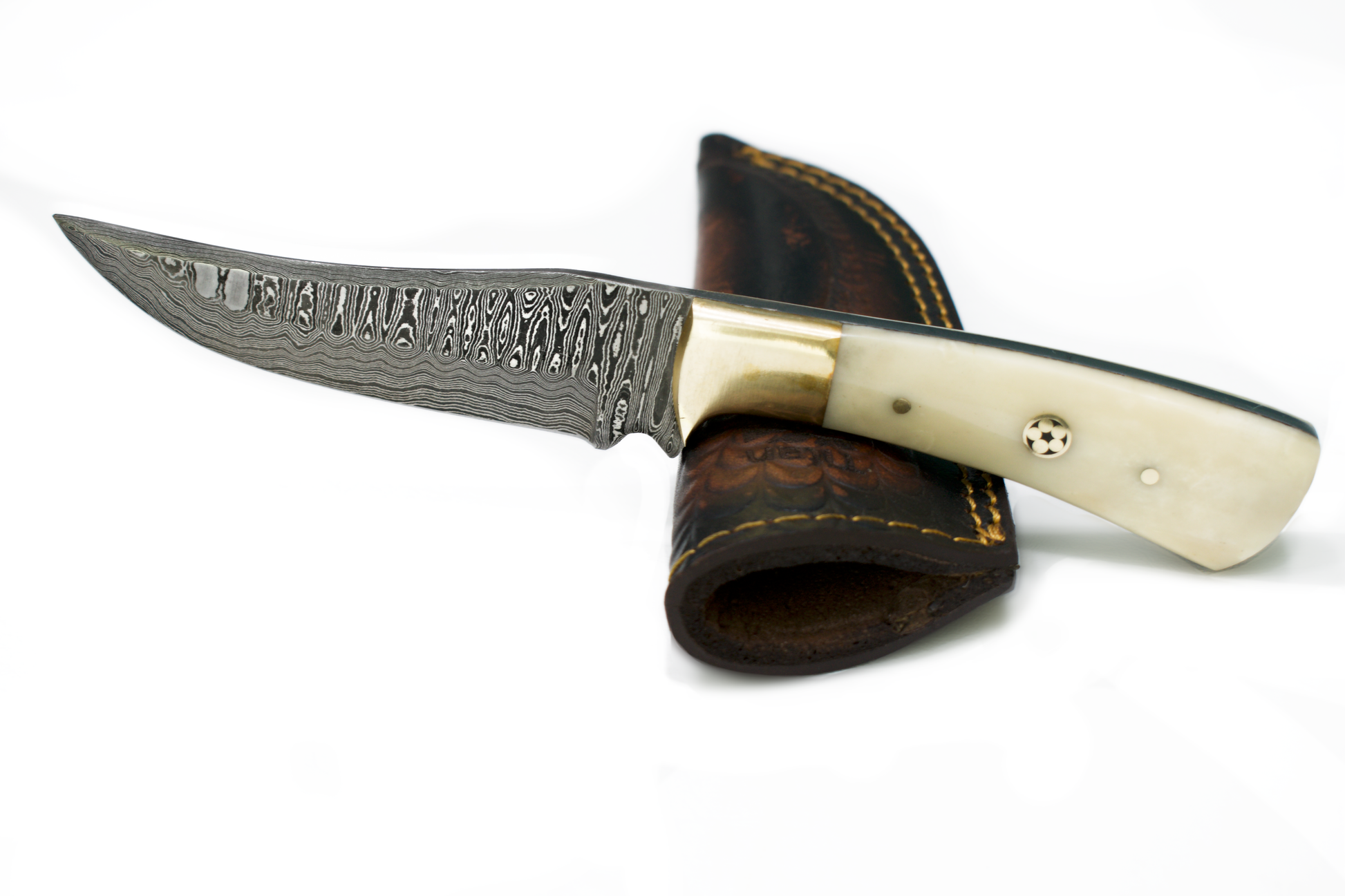 8" Perfect Hunting & Skinning Damascus Steel Fixed Blade Knife | Handmade 1095 4340 Carbon Mix Hand Pounded | Camel Bone Grip ideal for Outdoor Camping includes Sheath