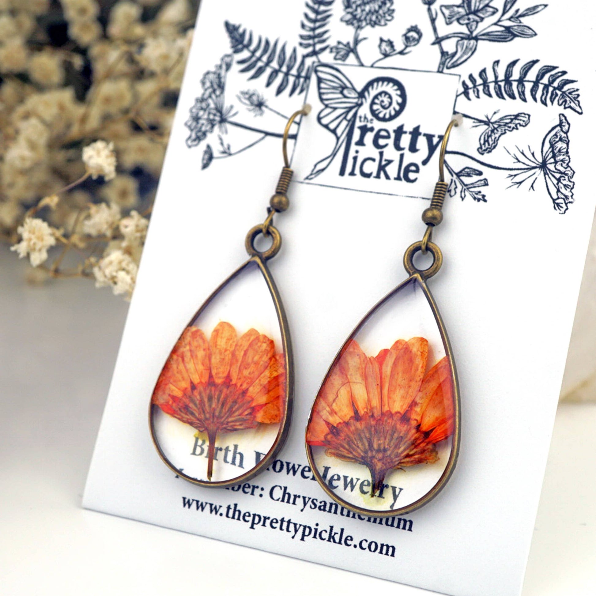 November Birth Flower Earrings