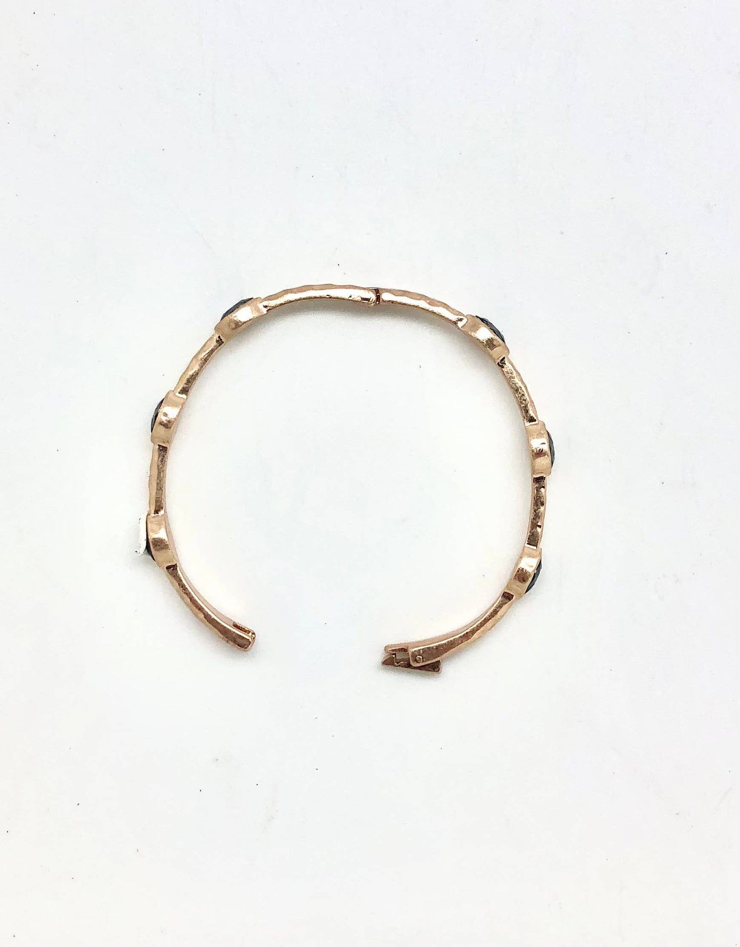 Bracelet 6 Glass Oval Midnight Matte Gold w/safety ClaspHook