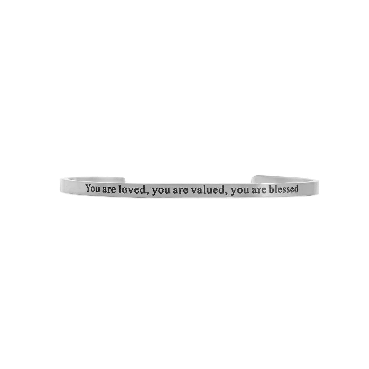 18K Gold PVD You are Loved Engraved Bangle Bracelet: Stainless WJW