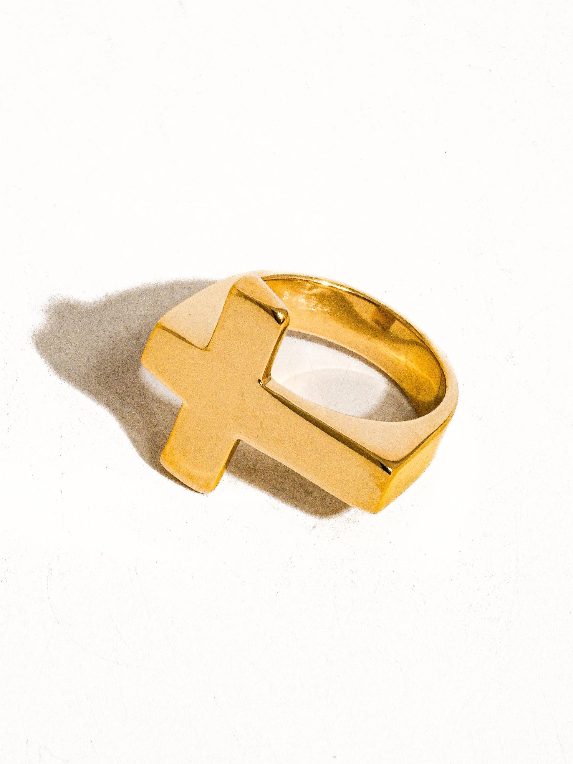 Truth 18K Gold Non-Tarnish Cross Ring: Yellow Gold